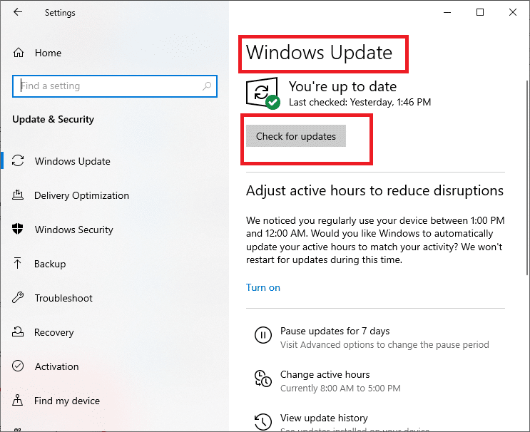 drücken Sie die Schaltfläche Nach Updates suchen | So verstärken Sie den Bass von Kopfhörern und Lautsprechern in Windows 10