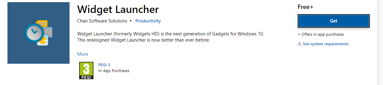 Wählen Sie das Symbol „Abrufen“ in der rechten Ecke | Schritte zum Abrufen von Windows 10-Widgets auf Ihrem Desktop