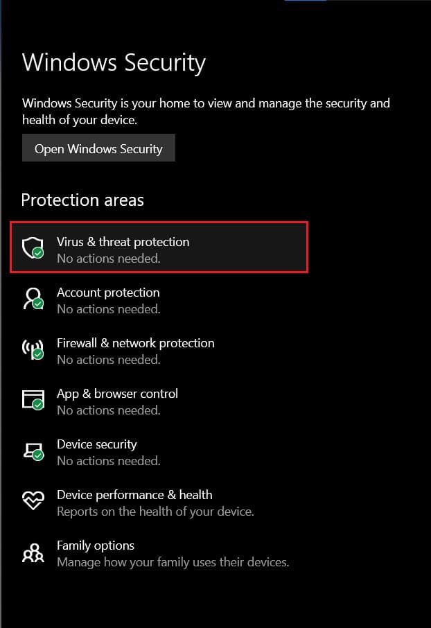 Virüs ve tehdit eylemleri | Windows'ta Disk Alanı Ayırırken Steam Sıkışmasını Düzeltin