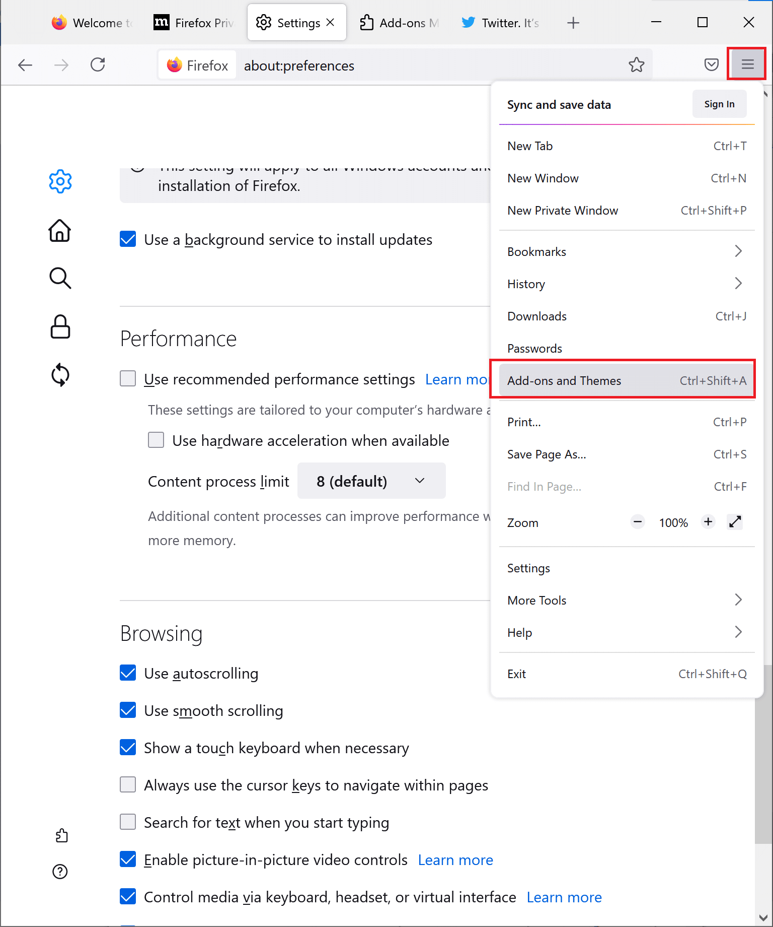 Firefoxアドオンに移動します