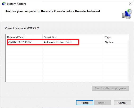 이제 컴퓨터에 '오류 0x800704c7'이 발생하지 않은 날짜 및 시간으로 변경 사항을 롤백합니다.