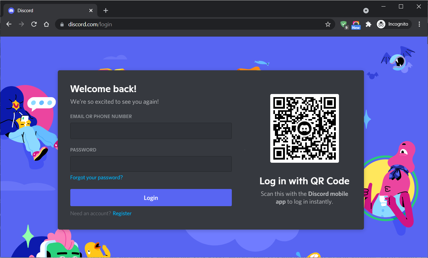 シークレットウィンドウを使用してDiscordにアクセスする