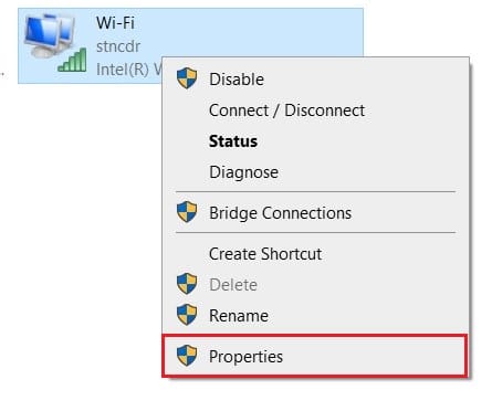 現在アクティブなインターネットオプションを右クリックし、プロパティをクリックします|発生したエラーを修正する '再試行' YouTubeの再生ID