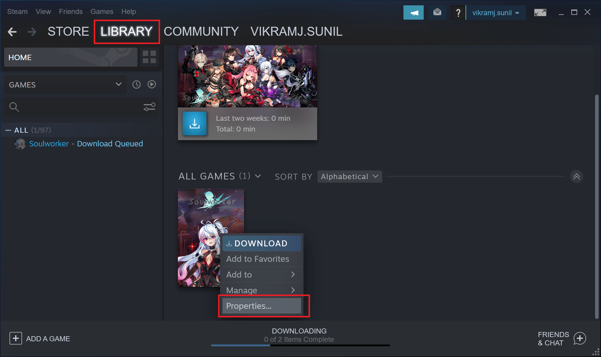 Steamライブラリを開く
