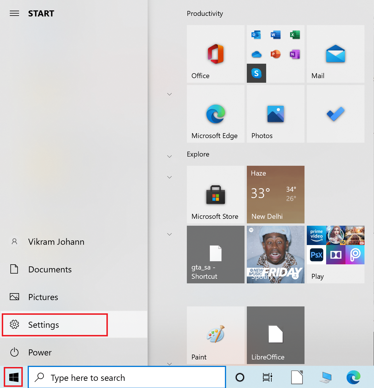 Başlat düğmesine tıklayın ve ardından Ayarlar | No Man's Sky Crashing Nasıl Onarılır