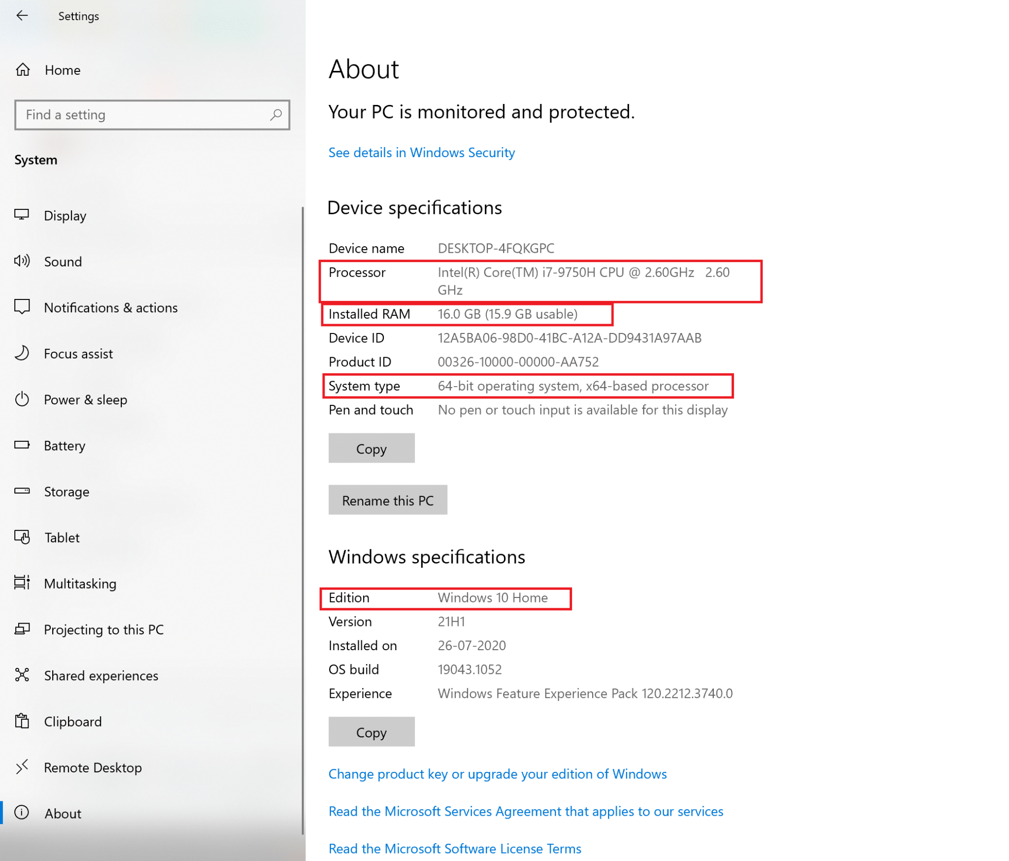お使いのPCについて