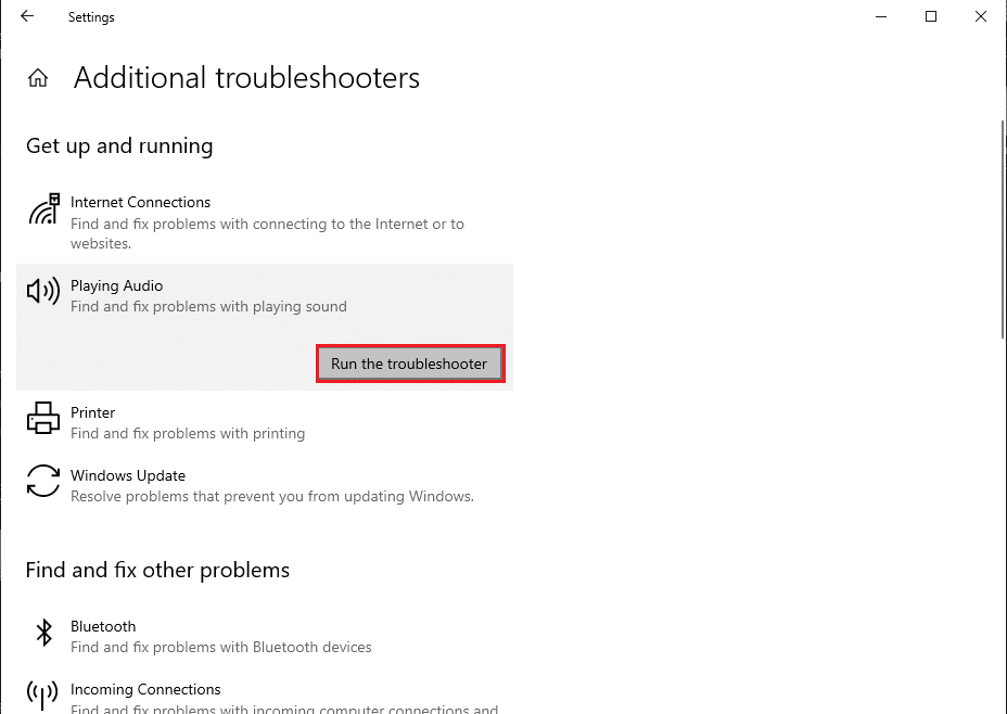 문제 해결사 실행 | Windows 10에서 오디오 끊김 수정