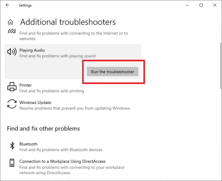 [トラブルシューティングを実行する]をクリックします
