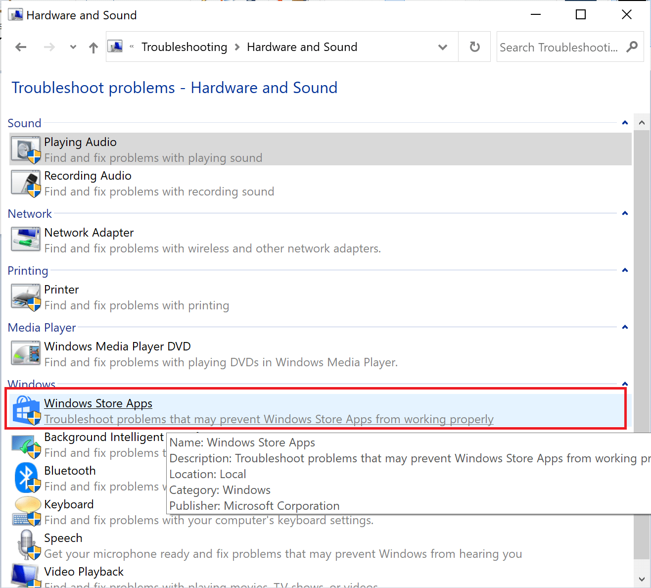 Windows bölümüne gidin ve Windows Mağazası Uygulamaları | Windows 10 Uygulamalarının Çalışmamasını Düzeltin