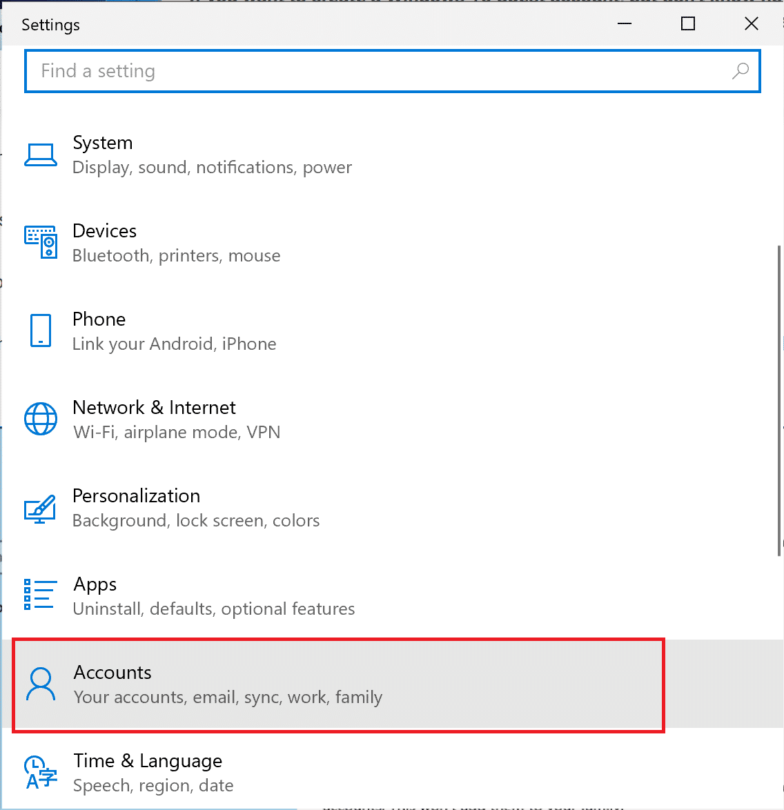 アカウントをクリック|下の写真を参照してください。