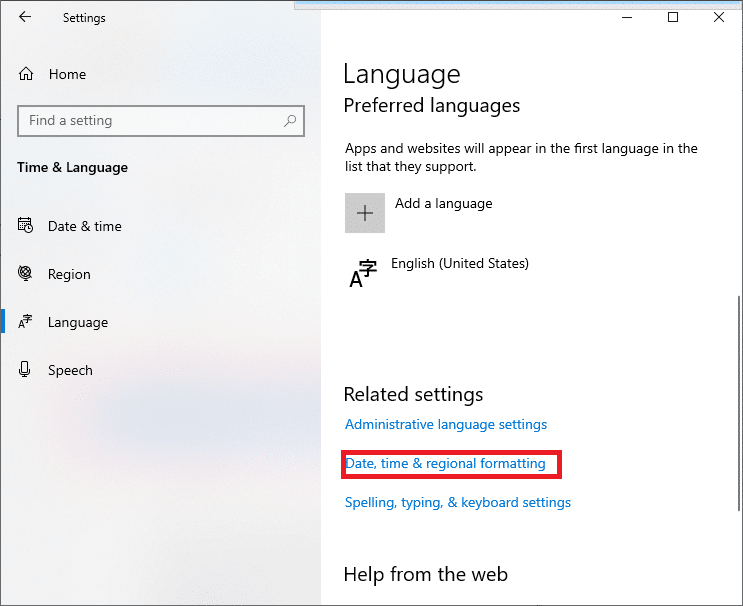 日付、時刻、および地域の書式を選択します。