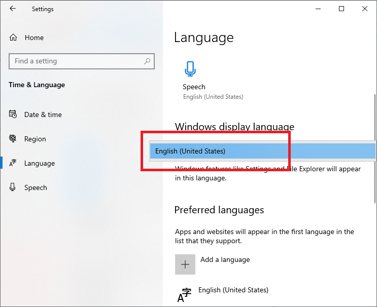 言語設定での英語(米国)。 | WindowsUpdateエラー0x80070005を修正