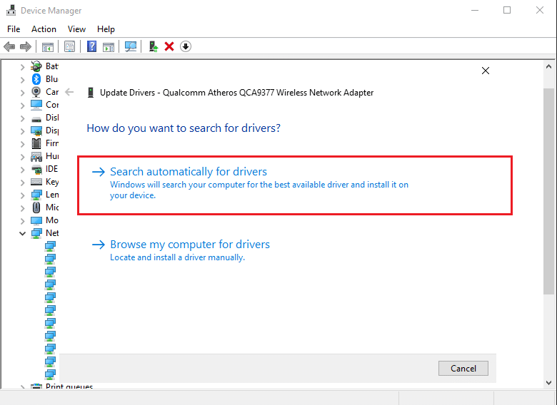 Sürücüleri otomatik olarak ara'ya tıklayın