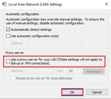확인을 클릭하여 이러한 변경 사항을 저장하십시오