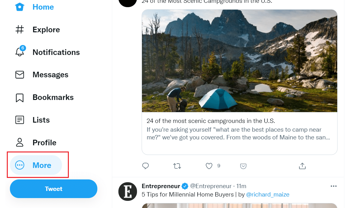 Sol taraftaki menüden Daha Fazla düğmesine dokunun