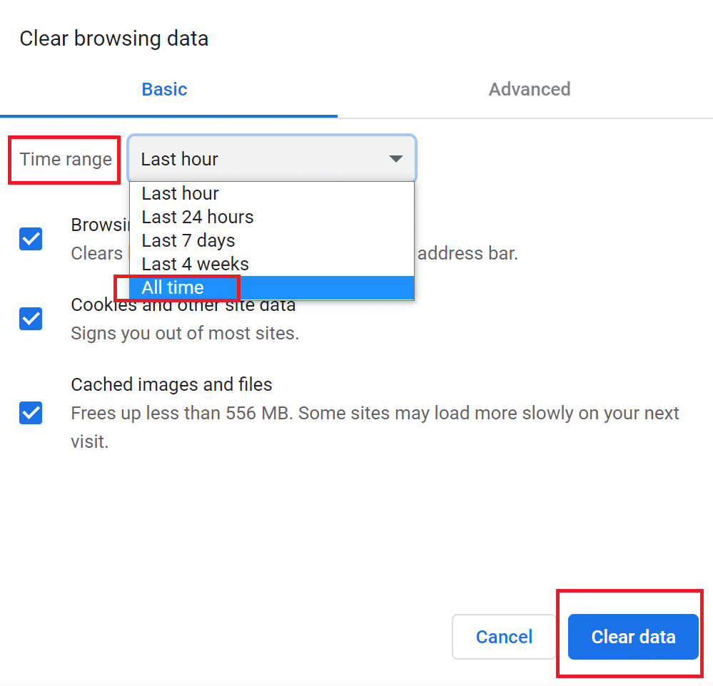[データを消去]をクリックします| YouTubeのコメントが読み込まれない問題を修正する方法