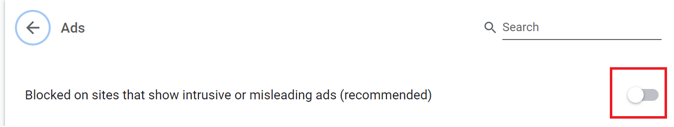 トグルをオフにして、Adblockerを無効にします