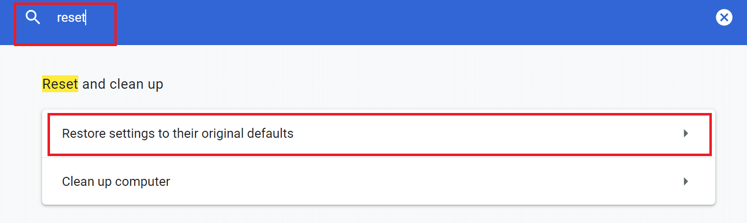 [設定を元のデフォルトにリセット]をクリックします