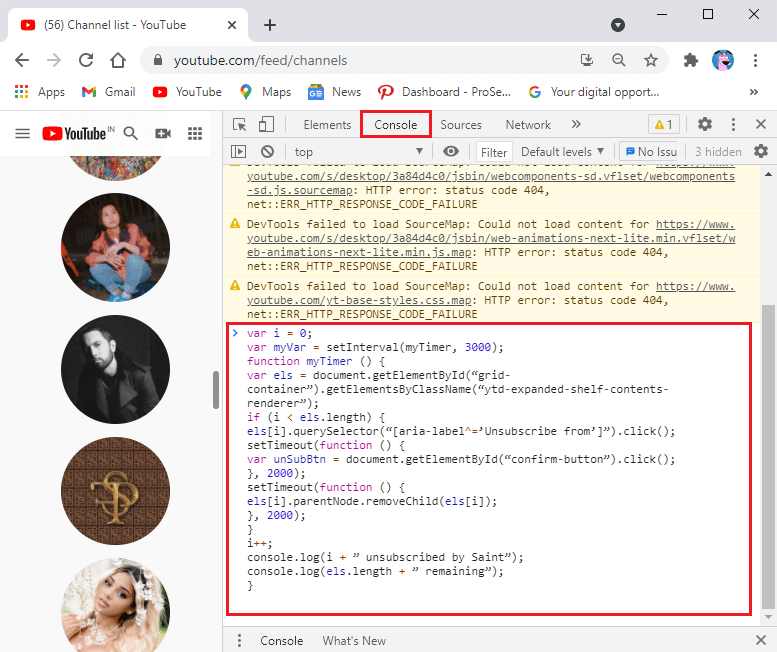 指定されたコードをコピーしてコンソールタブに貼り付けます