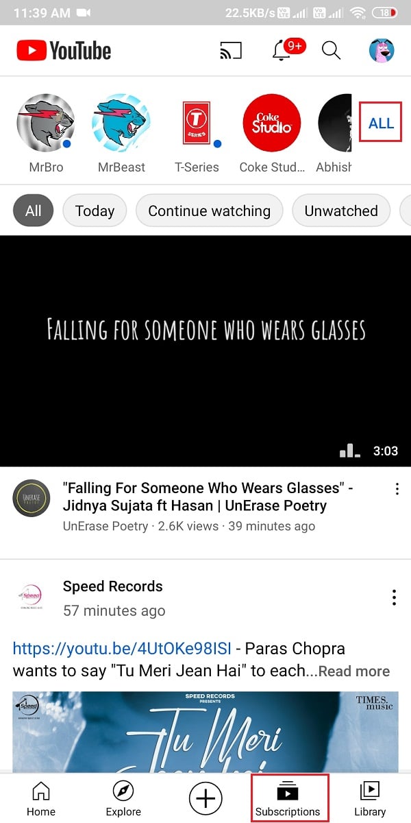 すべてのサブスクリプションをA〜Z、最も関連性の高い、新しいアクティビティの順序で表示する