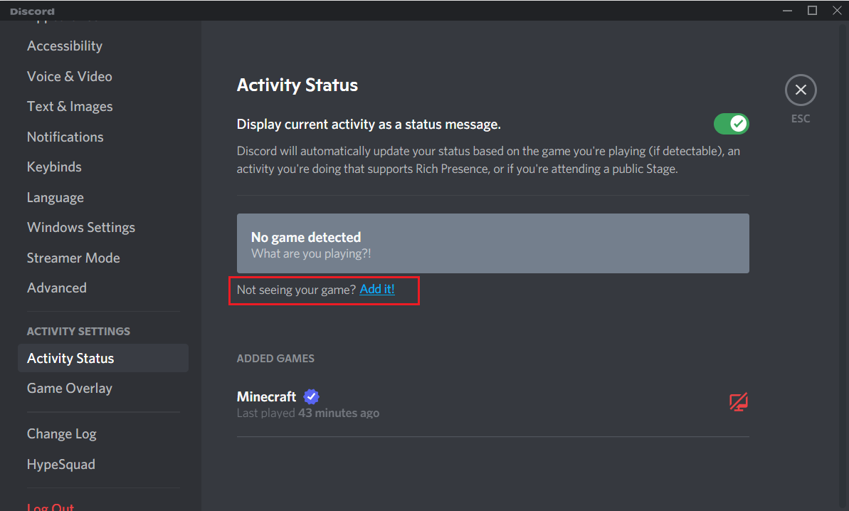 أضف لعبتك يدويًا في Discord