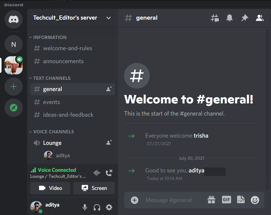 قم بتشغيل Discord وانتقل إلى القناة الصوتية حيث ترغب في البث