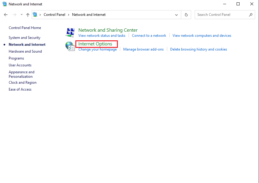 画面からインターネットオプションをクリックします