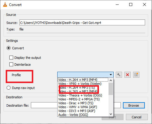 [設定]カテゴリの[プロファイル]オプションを展開し、リストから[オーディオ-MP3]を選択します| Windows MediaPlayerを介してMP4をMp3に変換するためのクイックガイド