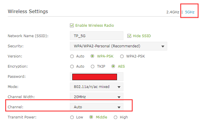 تغيير نطاق التردد لشبكة Wi-Fi
