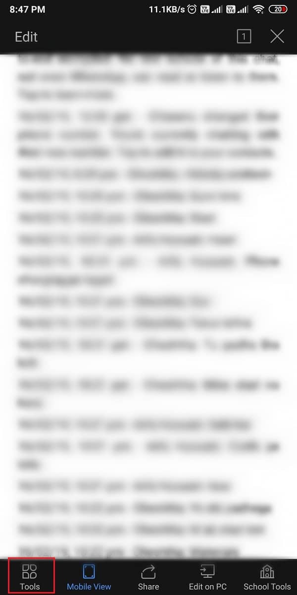 اضغط على الأدوات