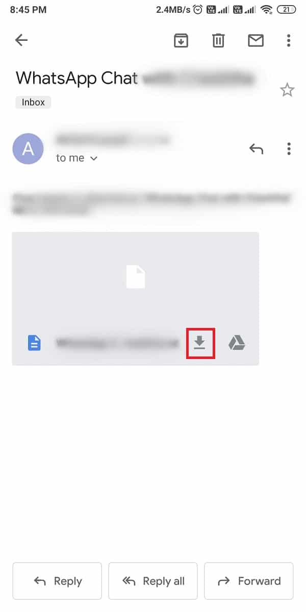 قم بتنزيل الملف على هاتفك الذكي من خلال النقر على أيقونة السهم المتجه لأسفل