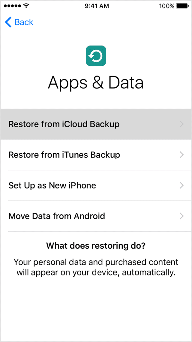 İPhone'da iCloud Yedeklemesinden Geri Yükle seçeneğine dokunun