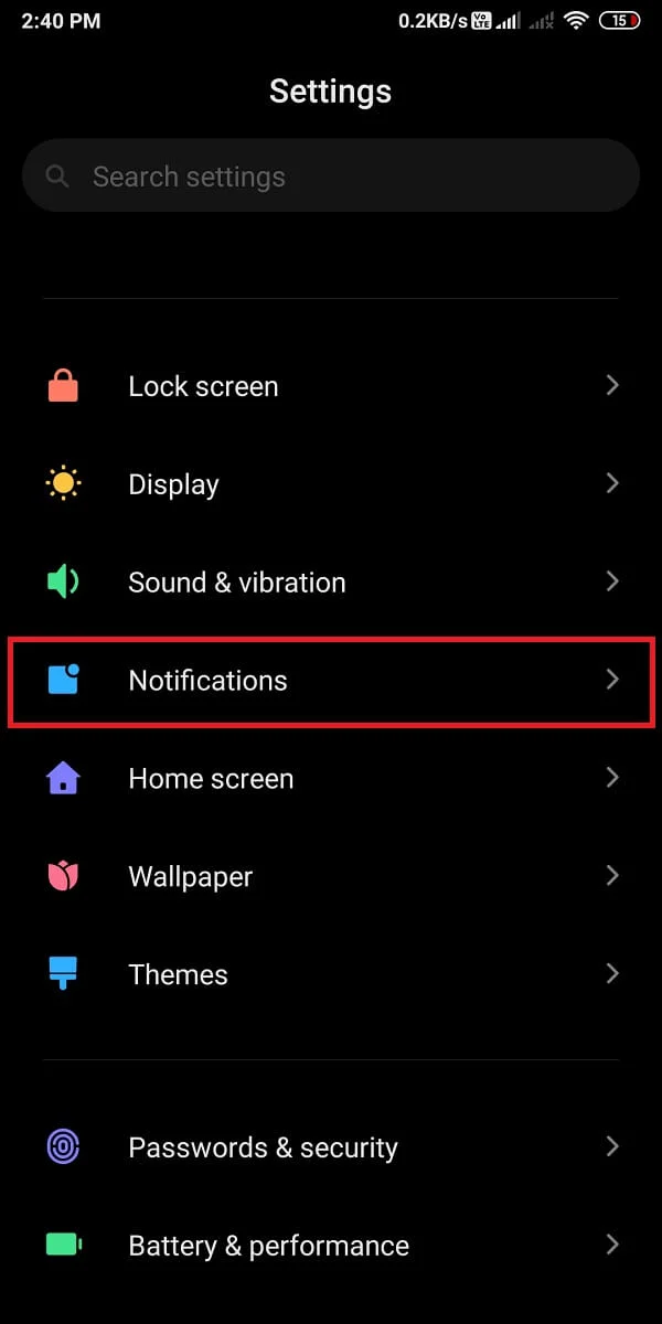 [アプリと通知]タブに移動します。 | Twitter通知が機能しない問題を修正