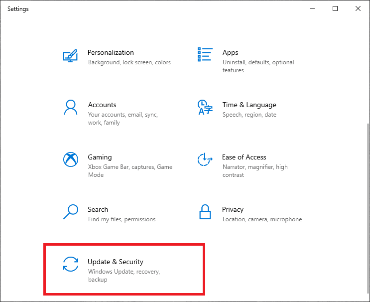Güncelleme ve Güvenlik'e gidin