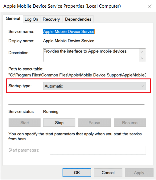 Appleサービスが実行されていることを確認します