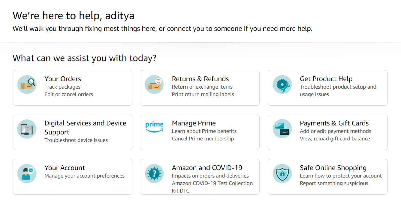 Amazon Destek ile iletişime geçin