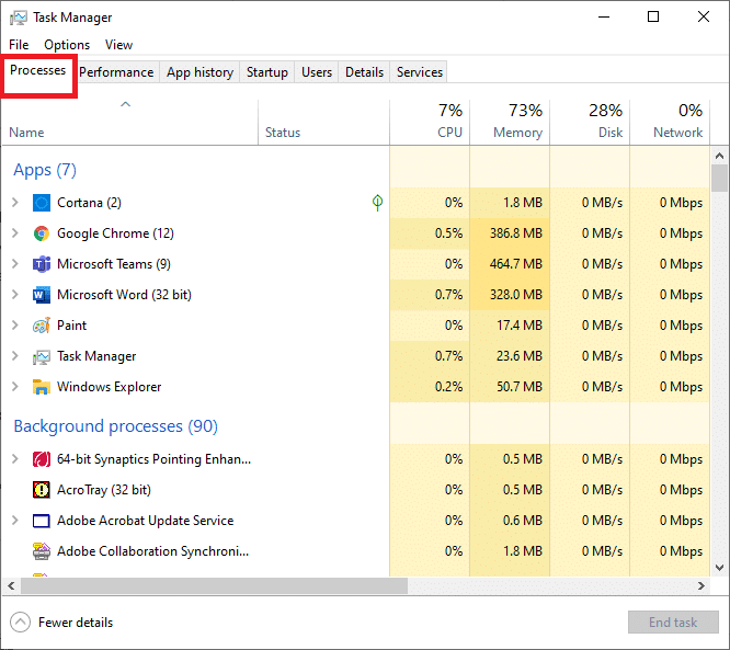 [プロセス]タブに切り替えます。デバイスを検出しないiCUEを修正する方法