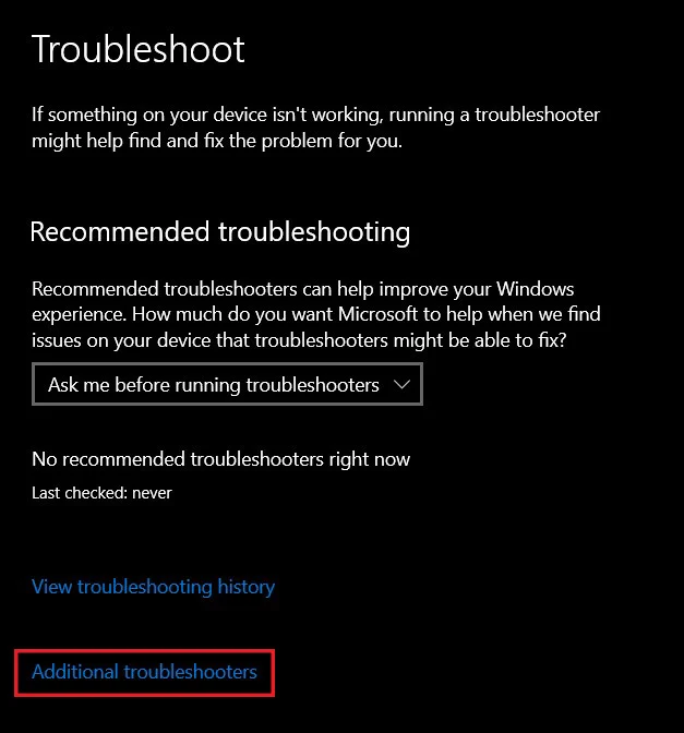 انقر فوق "أدوات استكشاف الأخطاء وإصلاحها المتقدمة"