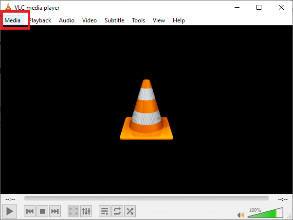 VLC Media Player'ı başlatın ve Medya'yı seçin.