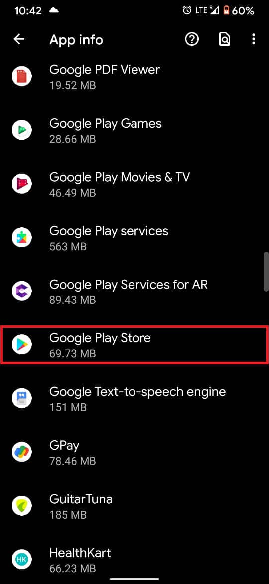 アプリケーションのリストから、GooglePlayストアを見つけてタップします