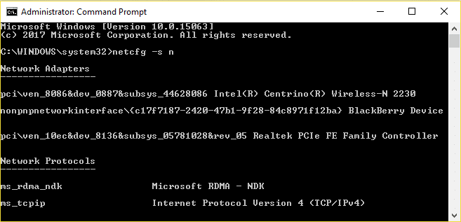 Запустите команду netcfg –s n в cmd