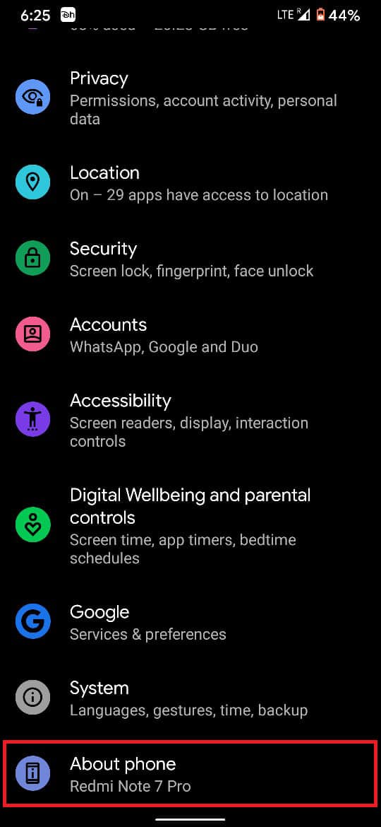 اضغط على حول الهاتف