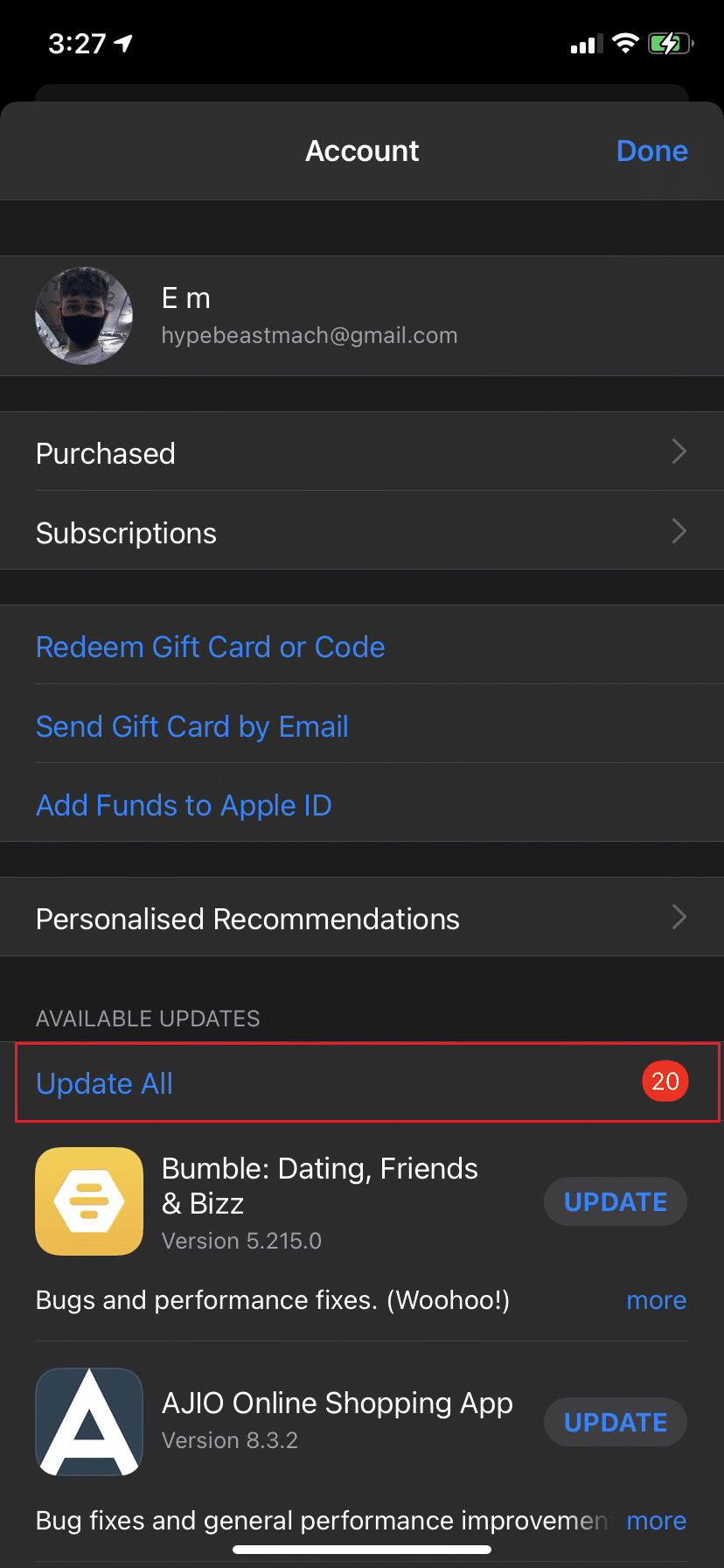 Tüm uygulamaları bir kerede güncellemek için Tümünü Güncelle üzerine dokunun