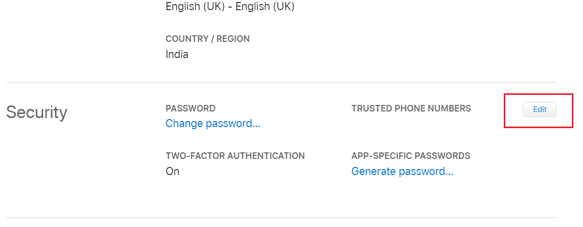 [管理]ページで、[セキュリティ]セクションから[編集]をタップします