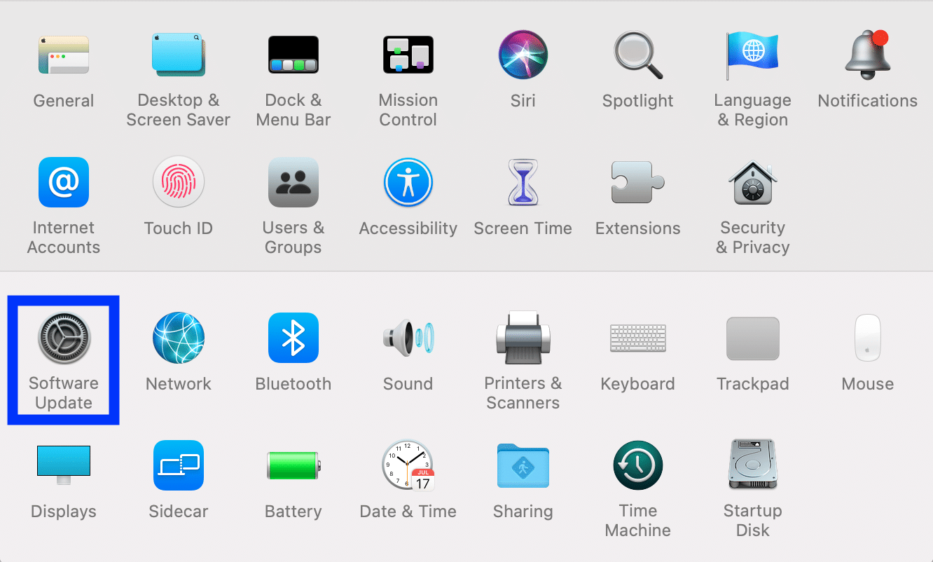 ソフトウェアアップデートをクリックします。プラグを差し込んだときにMacBookが充電されない問題を修正