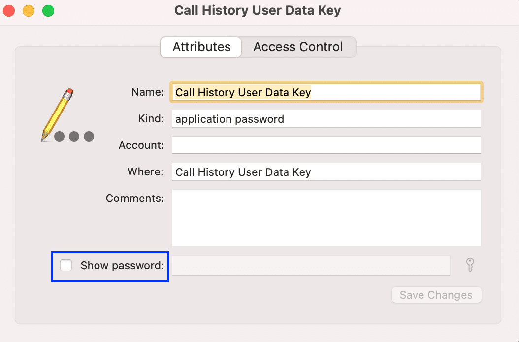 Parolayı Göster'i seçin. Anahtarlık Erişimi