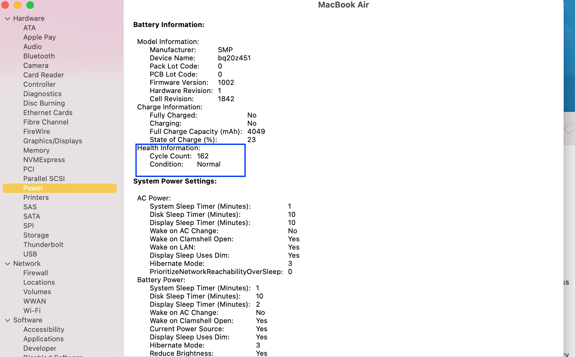 Pil Sağlığı için Sistem Bilgilerini kontrol edebilirsiniz. Sistem Bilgileri