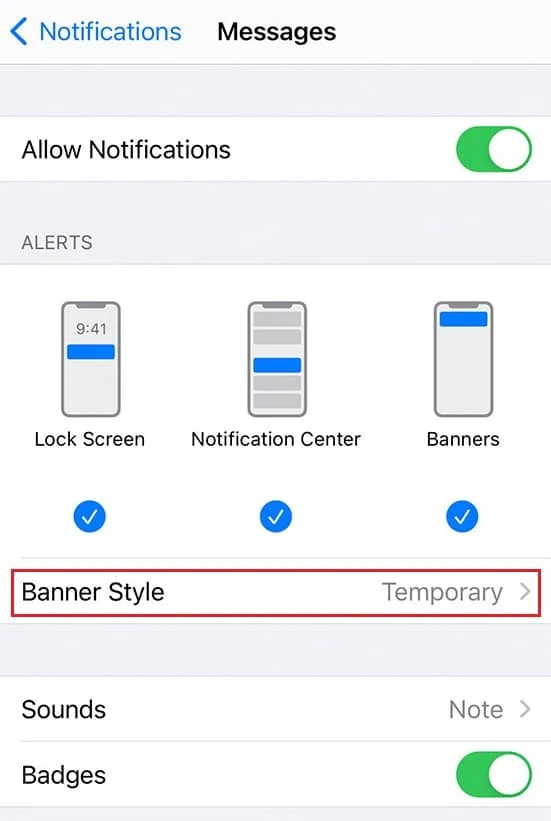 afiş stili iphone'u değiştir. iPhone Mesaj Bildiriminin Çalışmamasını Düzeltin