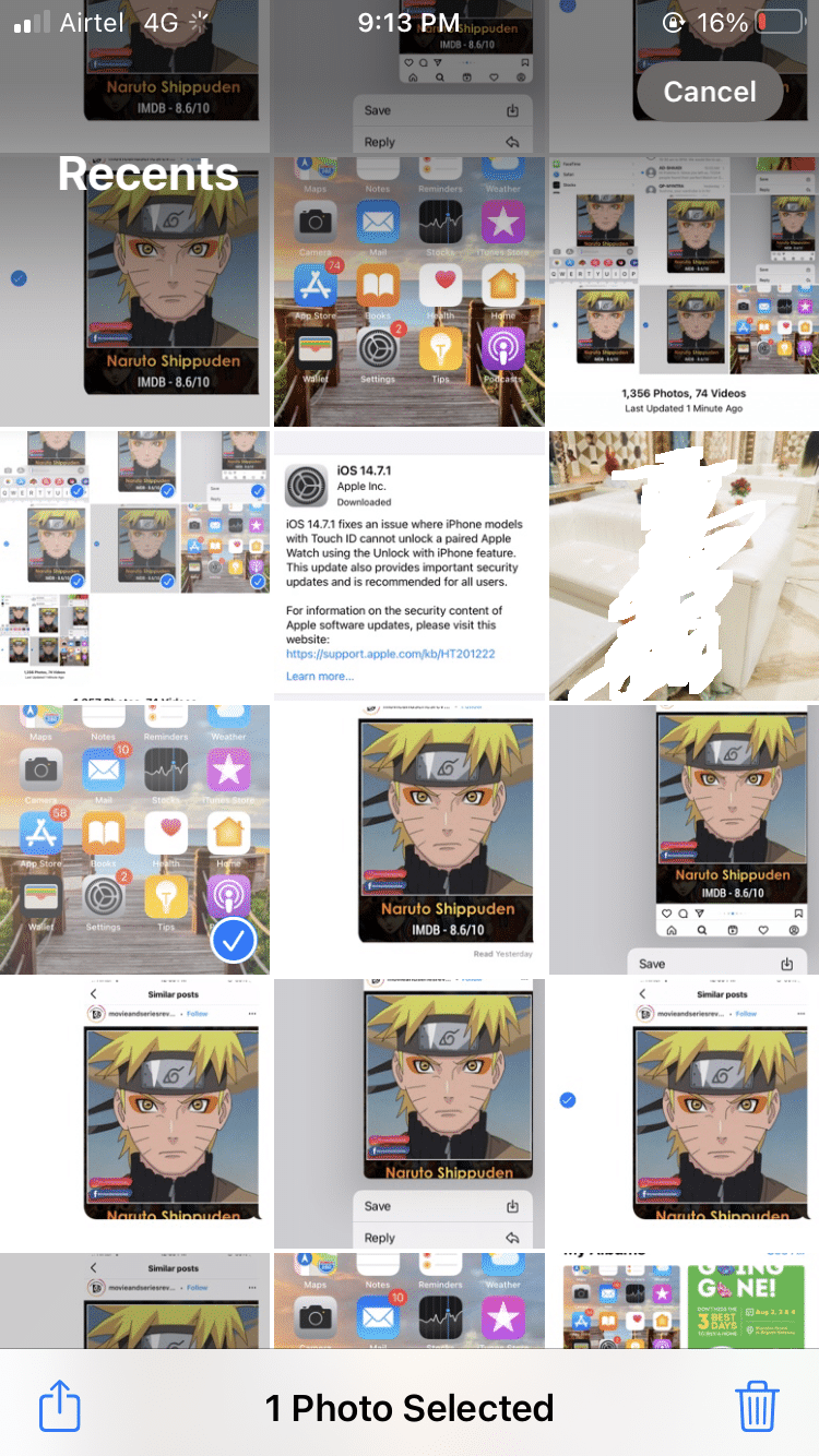 Silmek istediğiniz tüm resimleri seçin