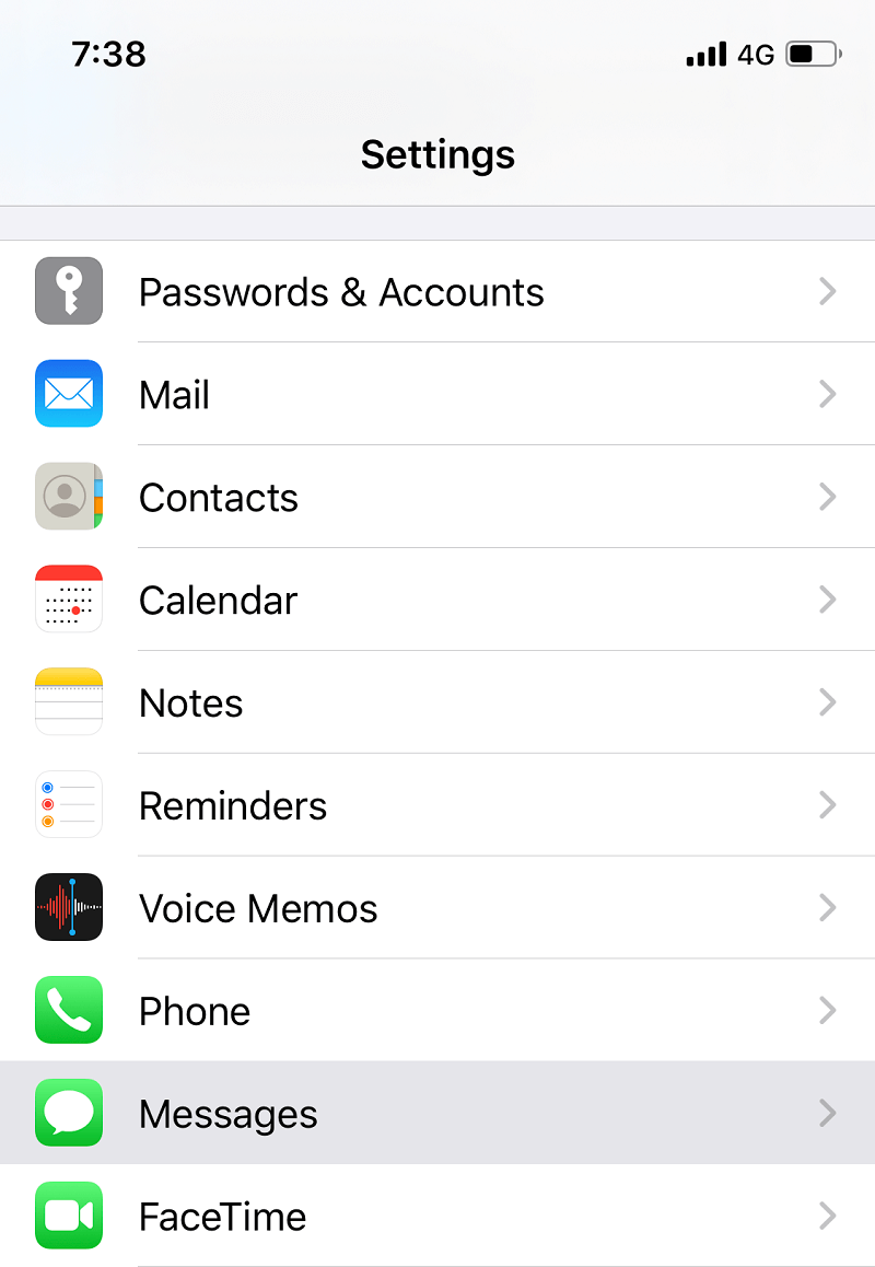 Ayarlar'a gidin ve ardından Mesajlar'a dokunun. iPhone Depolama Tam sorunu Nasıl Onarılır | iPhone Depolama Alanı Dolu sorunu Nasıl Onarılır